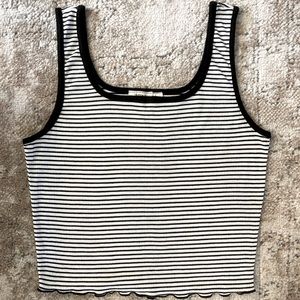 Striped Ruffle Hem Cropped Tank